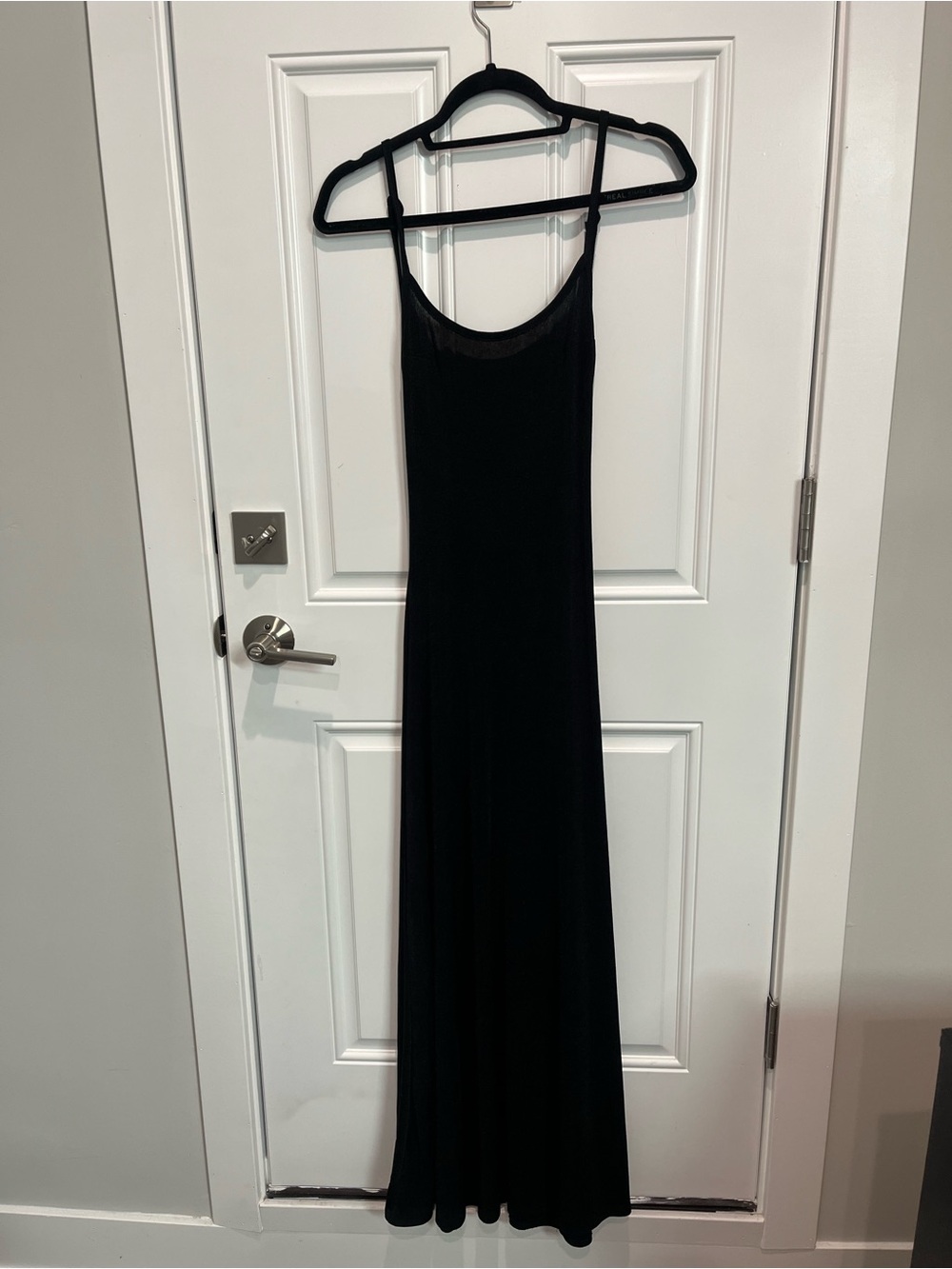 Sleek Black Maxi Slip Dress with Thin Straps